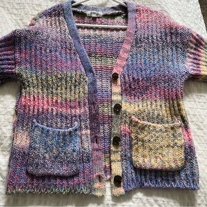 Steve Madden multi colour crocheted button up sweater